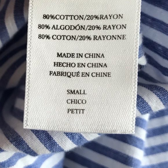 Rails Blue White Striped Taylor Banker Button Down with Pearls Small - Picture 7 of 9
